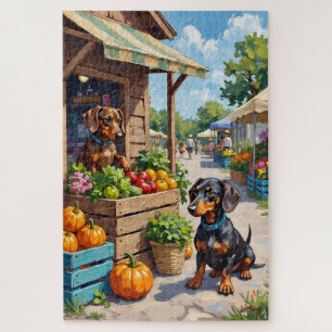 Puzzle Arte divertido para amantes de perros salchicha en