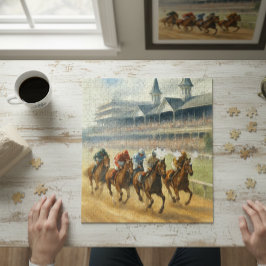 Puzzle Arte ecuestre en acuarela del Derby elegante