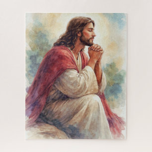 Puzzle Arte en Acuarela de Jesús Orando   Fe Cristiana