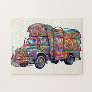 Puzzle Arte Estético de Camiones Vintage Pakistaníes Desi