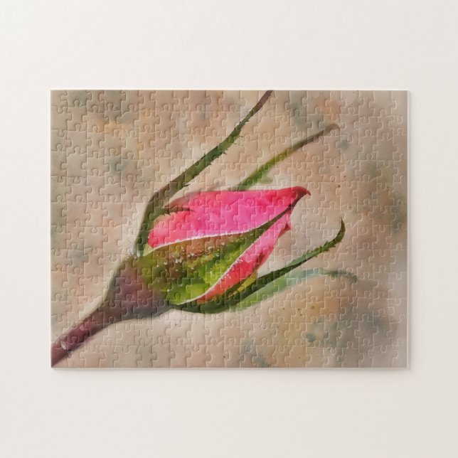 Puzzle Arte estilo acuarela de Rose Bud Garden (Horizontal)