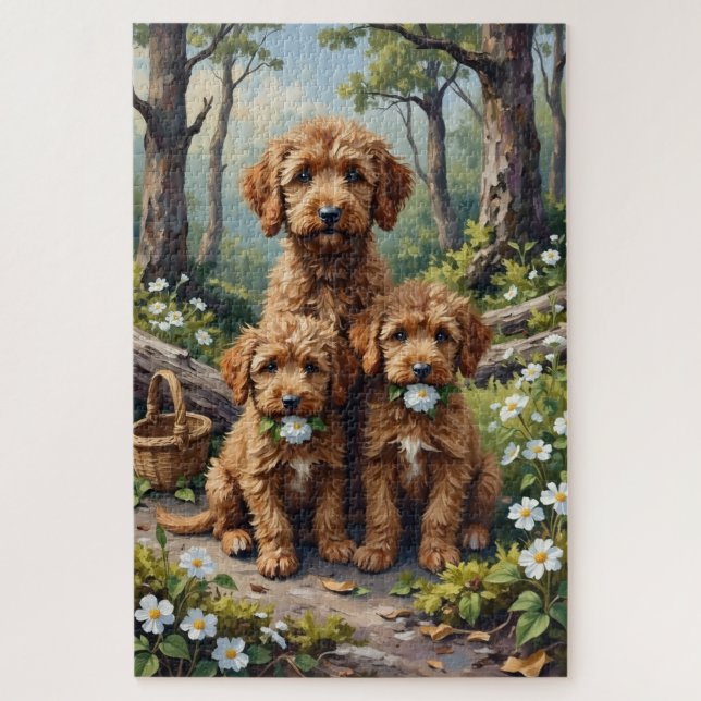 Puzzle Arte Flor de Bosque Lagotto Romagnolo (Vertical)