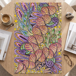 Puzzle Arte floral abstracto intrincado Zen Doodle