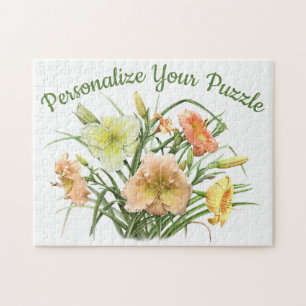 Puzzle Arte floral botánico personalizado de Hemerocallis