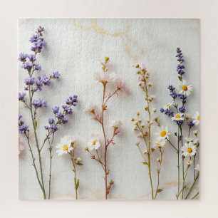 Puzzle Arte floral de vidrio emplomado con flores silvest