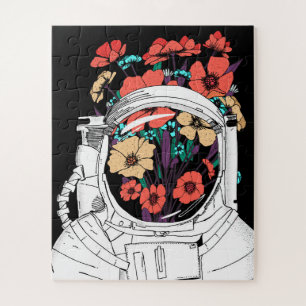 Puzzle Arte floral espacial de astronauta
