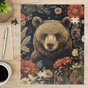 Puzzle Arte Floral Vintage de Oso del Bosque de William M