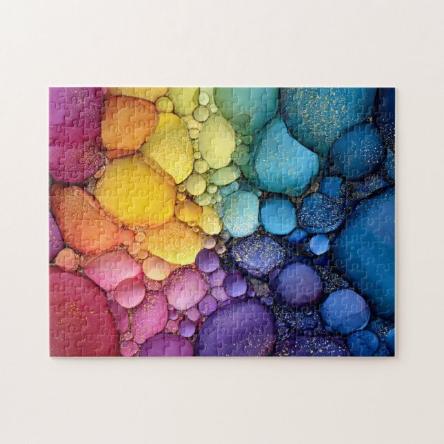 Puzzle Arte fluido de textura de burbuja arcoiris (Horizontal)