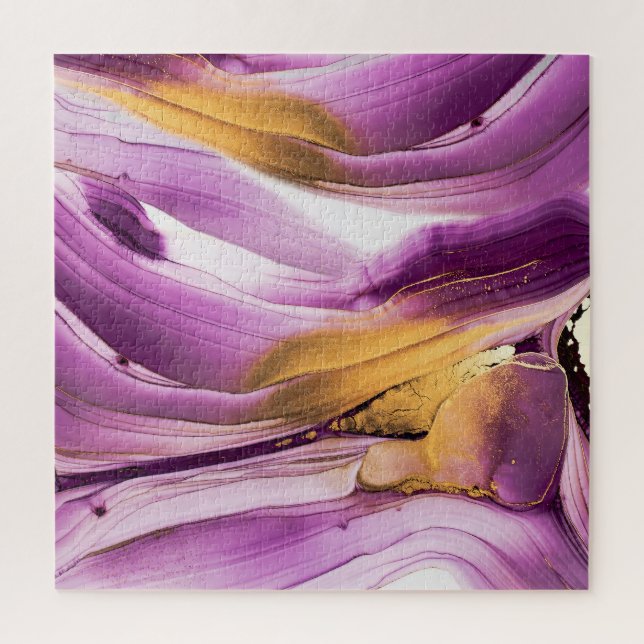 Puzzle Arte fluido, textura de oro lila. (Vertical)