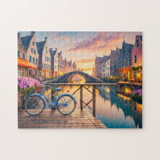 Puzzle Arte fluvial tranquilo con foto en bicicleta rompe