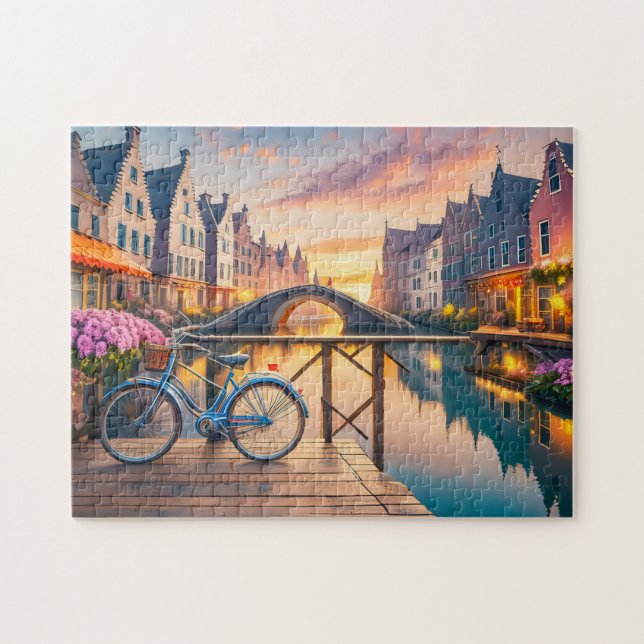 Puzzle Arte fluvial tranquilo con foto en bicicleta rompe (Horizontal)