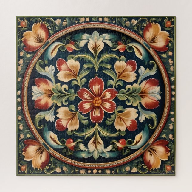 Puzzle Arte folclórico decorativo de Rosemaling noruego (Vertical)