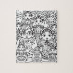 Puzzle Arte folclórico eslavo suave nidificando muñecas C<br><div class="desc">muñecas de nidificación de la familia diseño de arte folclórico eslavo blanco y negro para colorear.</div>