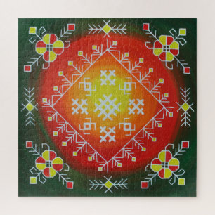 Puzzle Arte folklórico tradicional de Letonia con símbolo