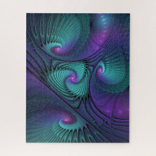 Puzzle Arte fractal abstracto moderno de púrpura y turque