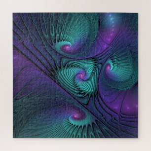 Puzzle Arte fractal abstracto moderno de púrpura y turque