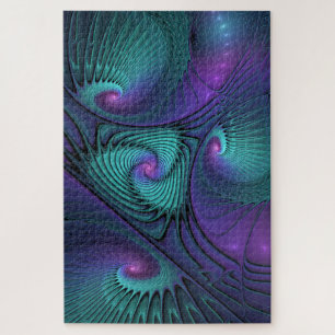 Puzzle Arte fractal abstracto moderno de púrpura y turque