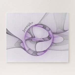 Puzzle Arte fractal abstracto moderno Lavanda Gris Nombre