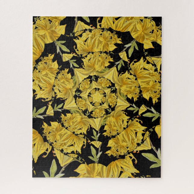 Puzzle Arte fractal azalea amarillo y negro (Vertical)