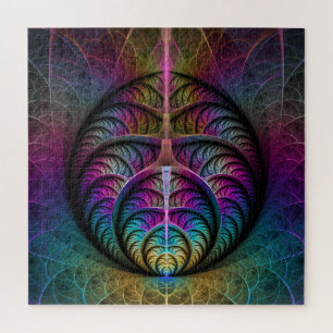 Puzzle Arte fractal colorido con estampado trippy