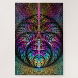 Puzzle Arte fractal colorido con estampado trippy