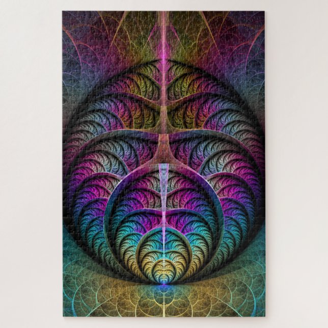 Puzzle Arte fractal colorido con estampado trippy (Vertical)