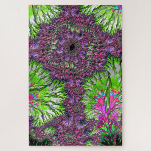 Puzzle Arte fractal colorido y vibrante de neón psicodéli