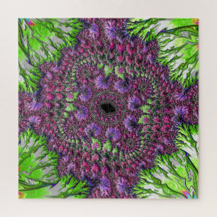 Puzzle Arte fractal colorido y vibrante de neón psicodéli