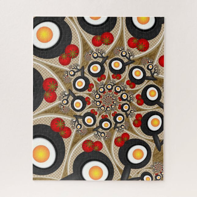 Puzzle Arte fractal divertido de brunch, tomates, huevos (Vertical)