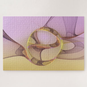 Puzzle Arte fractal dorado rosa moderno abstracto