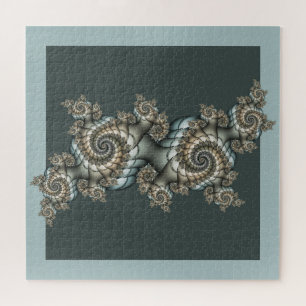 Puzzle Arte fractal en espiral abstracto beige azul claro