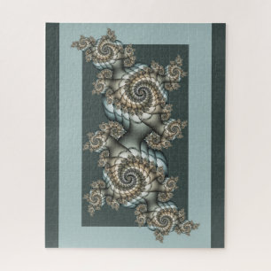 Puzzle Arte fractal en espiral beige y azul claro abstrac