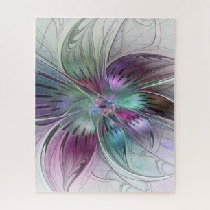 Puzzle Arte fractal floral abstracto colorido moderno