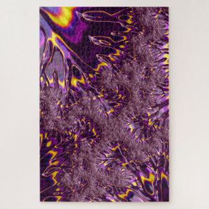 Puzzle Arte fractal groovy amarillo púrpura trippy vibran