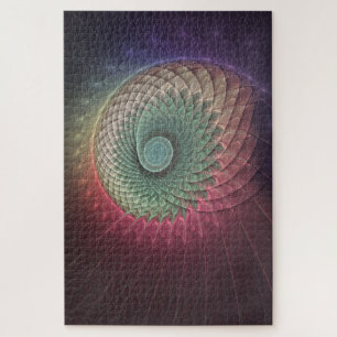 Puzzle Arte fractal moderno abstracto de caracol colorido