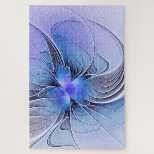 Puzzle Arte fractal moderno abstracto lavanda azul