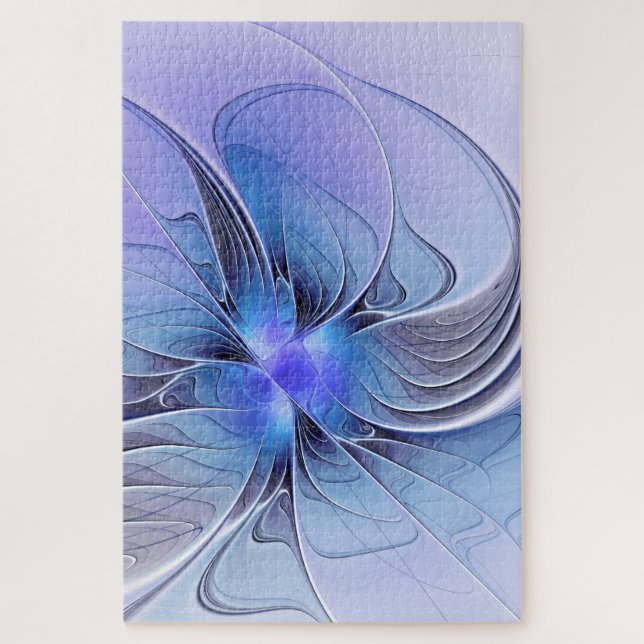 Puzzle Arte fractal moderno abstracto lavanda azul (Vertical)