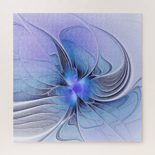 Puzzle Arte fractal moderno abstracto lavanda azul