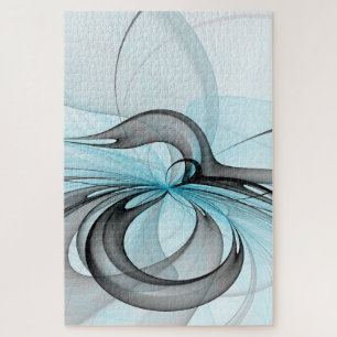 Puzzle Arte fractal moderno gris antracita abstracto