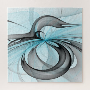 Puzzle Arte fractal moderno gris antracita abstracto