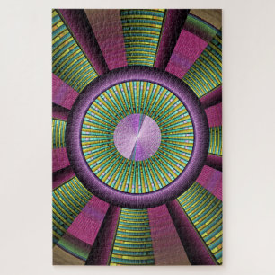 Puzzle Arte Fractal Moderno, Redondo Y Colorido