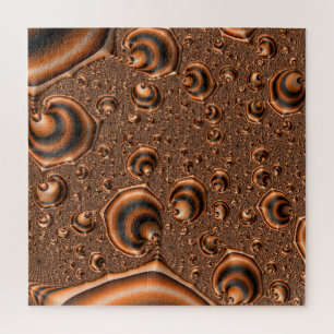 Puzzle Arte fractal naranja negro en espiral funky trippy