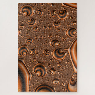 Puzzle Arte fractal naranja negro espiral trippy funky