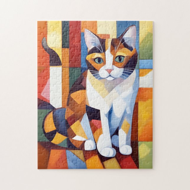 Puzzle Arte gato cubista de Calico (Vertical)