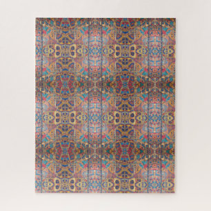 Puzzle Arte geométrico de color turquesa de mosaico rojo 