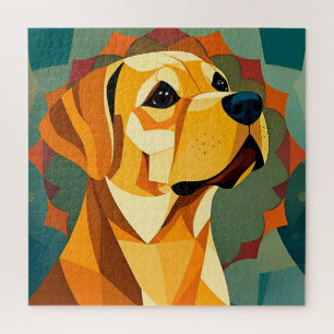 Puzzle Arte geométrico de perro Labrador Retriever amaril