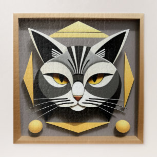Puzzle Arte geométrico de un diseño abstracto de gato est
