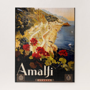 Puzzle Arte gráfico vintage de viaje a Amalfi Italia