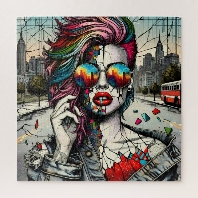 Puzzle Arte Grunge | Mujer Abstracta Fracturada (Vertical)