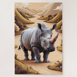 Puzzle Arte híbrido de rinocerontes en miniatura